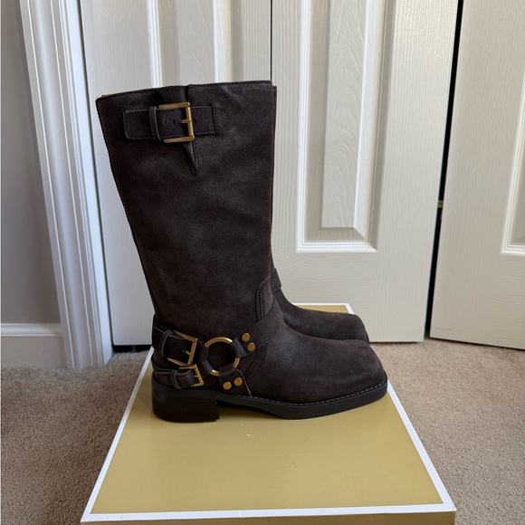 *BRAND NEW* Michael Kors Crosby Leather Moto Boot, 8.5, chocolate color - Picture 5 of 6